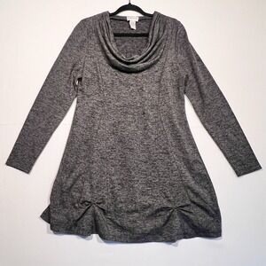 Soft Surroundings Tunic Top Cowl Neck Gray Lightweight Cozy Casual Women's M